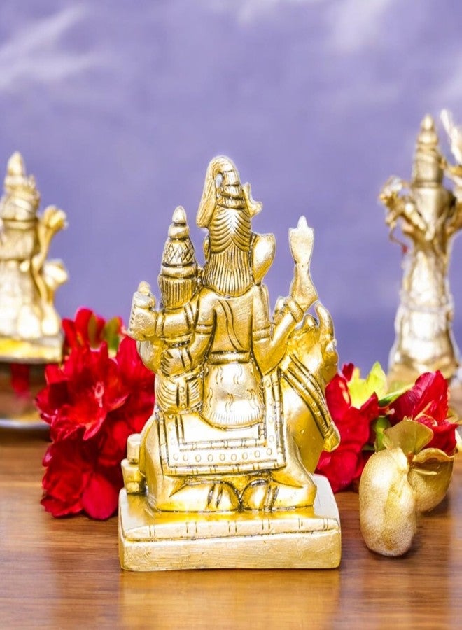 SHANTI تمثال شانتي النحاسي لشيفا بارفاتي مع عائلته، مناسب للعبادة المنزلية، هدية مثالية للمنزل الجديد، ارتفاعه 3.4 بوصة - Image 4